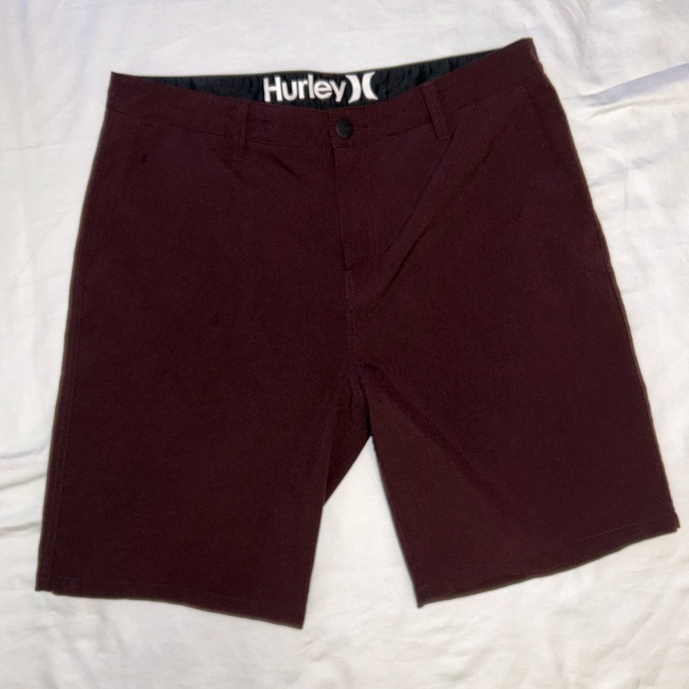 Hurley Maroon 100% Polyester Men’s Hybrid Shorts Size 34